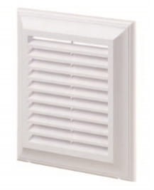 EL180A - kratka wentylacyjna 180x180 mm z siatką i kołnierzem prostokątnym 138x138 mm, biała