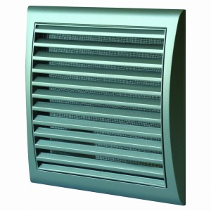 MW103RKSAT - kratka wentylacyjna 154x150 mm z siatką, regulowaną żaluzją i kołnierzem fi 100 mm, satyna