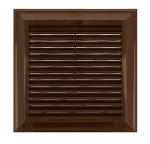 EL180ABR - kratka wentylacyjna 180x180 mm z siatką i kołnierzem prostokątnym 138x138 mm, brązowa