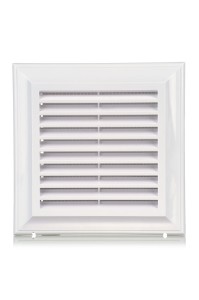 EL140A - kratka wentylacyjna 140x140 mm z siatką i kołnierzem prostokątnym 100x100 mm, biała