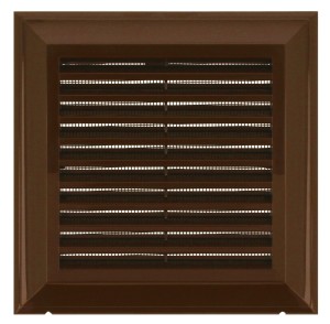 EL140AK - kratka wentylacyjna 140x140 mm z siatką i kołnierzem okrągłym fi 100 mm, brązowa