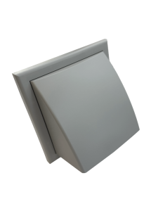 MW152AZPKSZ - wylot ścienny 186x186 mm z zaworem zwrotnym, okapem i kołnierzem fi 150 mm, szary