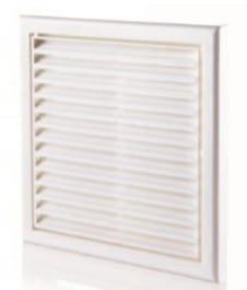 MW120AK - kratka wentylacyjna 188x188 mm z siatką i kołnierzem fi 125 mm, biała